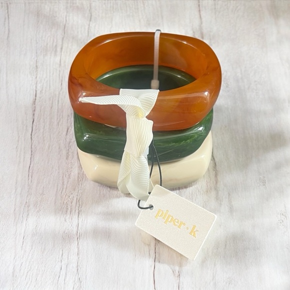 Piper K Accessories - PIPER-K SET OF 3 BANGLES-Marbleized Chunky Bangle Bracelets